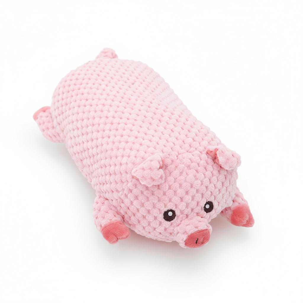 Chubby Corgi and Piglet Squeak Round Profile Dental Cleaning Self Play Toy