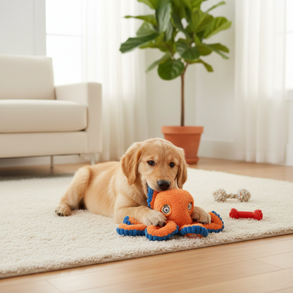 Octo-Plush Interactive Pet Teeth Grinding Cleaning Toy