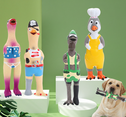 Elongated Sounding Chicken Interactive Dog Toy