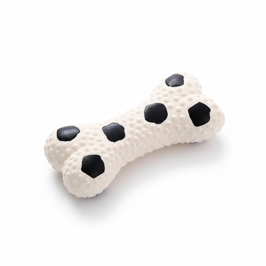 Monochrome Soccer Pattern Sculpted Bone Interactive Pet Chew Toy