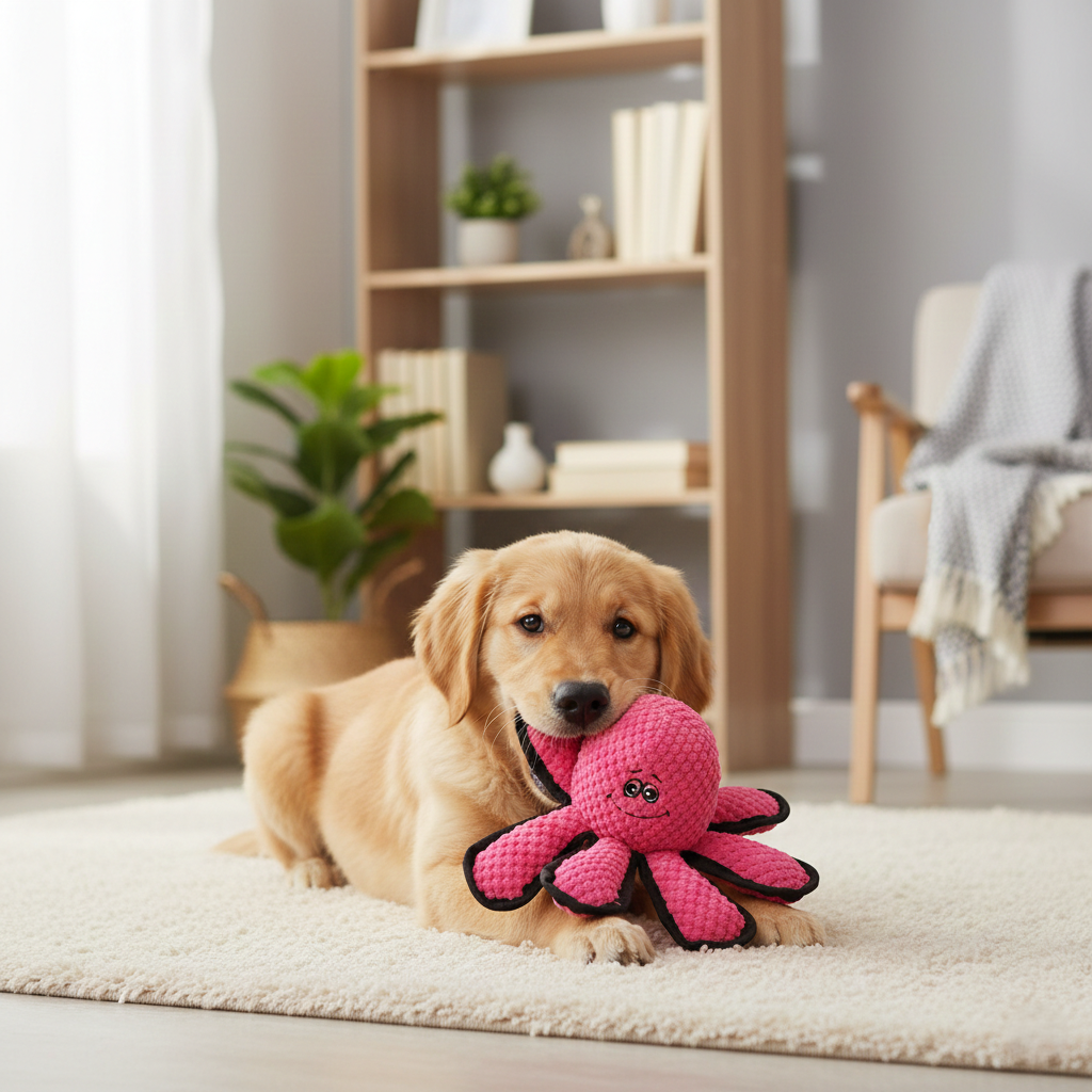 Pet Simulation Octopus Plush Squeaky Molar Bite Resistant Toy