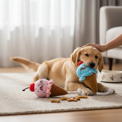 Pastel-Peak Interactive Ice Cream Dental Molar Pet Sound Toy
