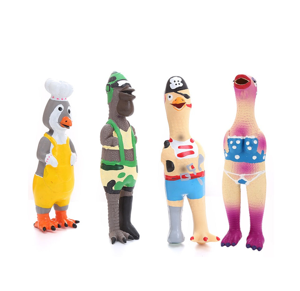 Elongated Sounding Chicken Interactive Dog Toy